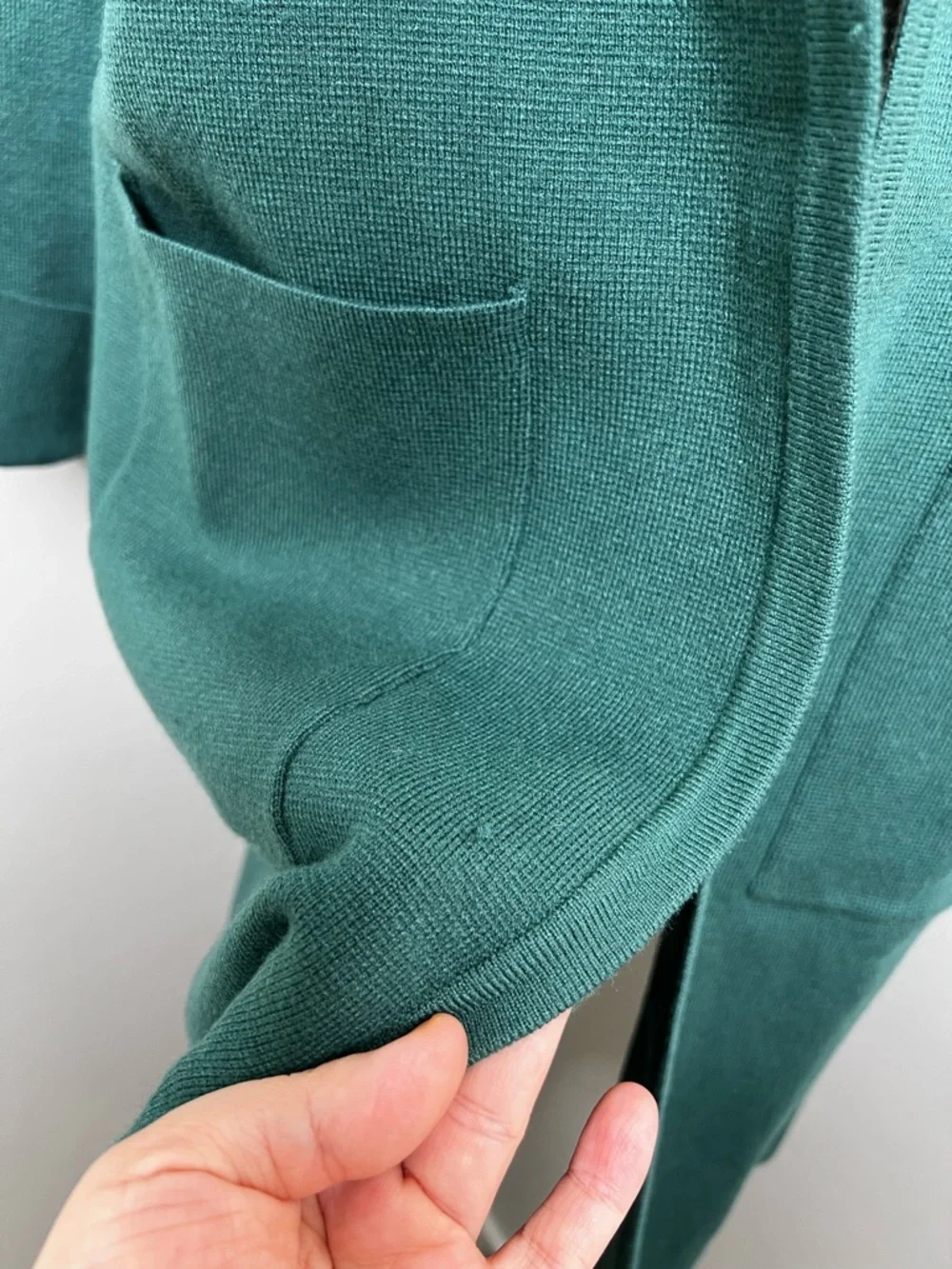 ANRABESS Long Sleeve Heavy Knit Open Front Cardigan in Emerald Green size Large